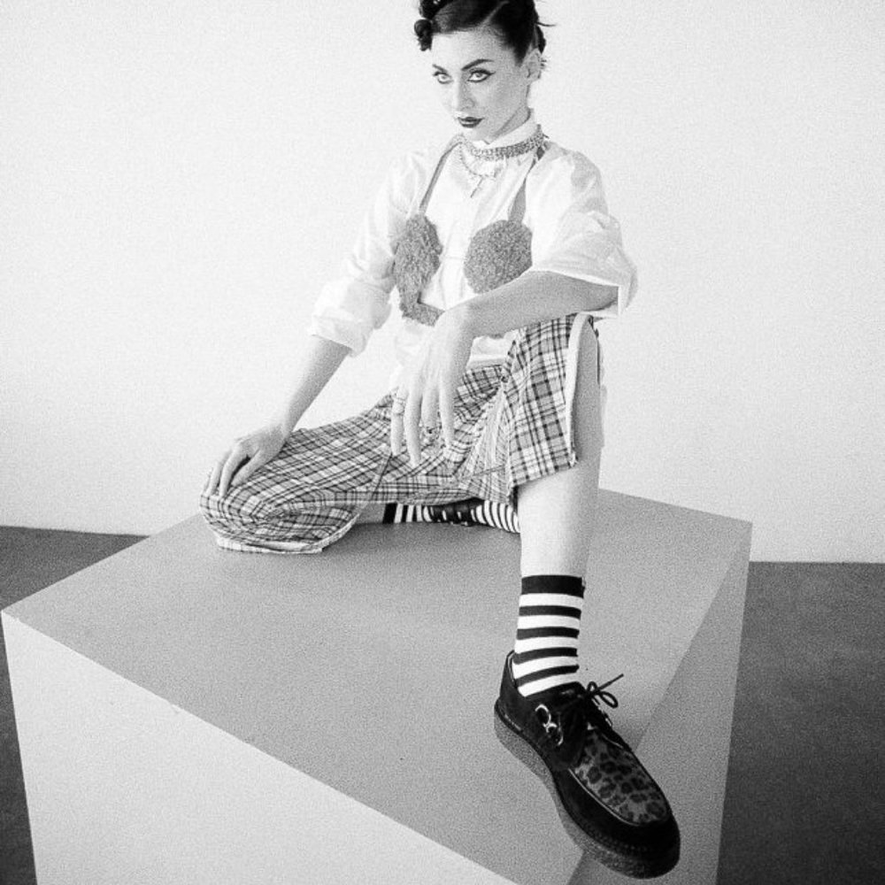 T.U.K. Black & Leopard Unisex-Adult Creepers.